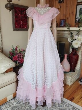 ADAY Pink Lace Ruffled Maxi Dress